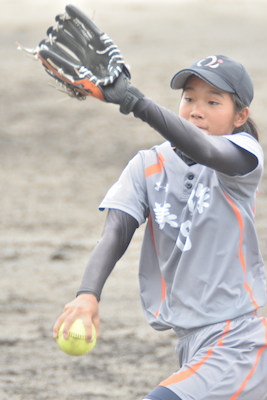 写真：投手溝田さんの力投