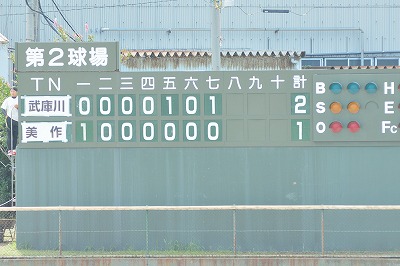 写真：1対2で負けたことを示すスコアボード