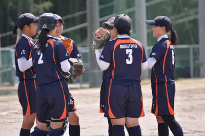 マウンドに集合する選手